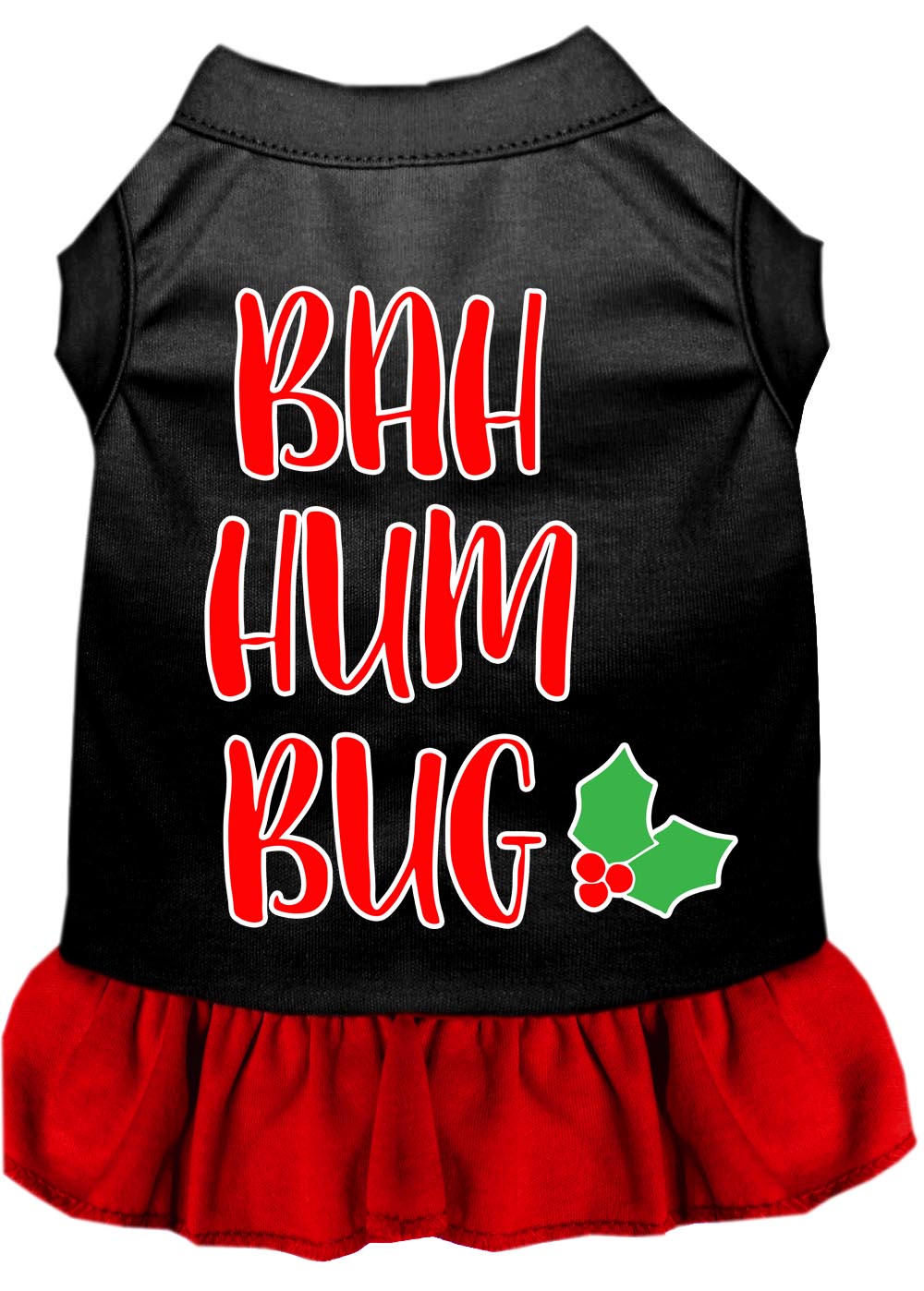 Bah Humbug Screen Print Dog Dress Black with Red XXL